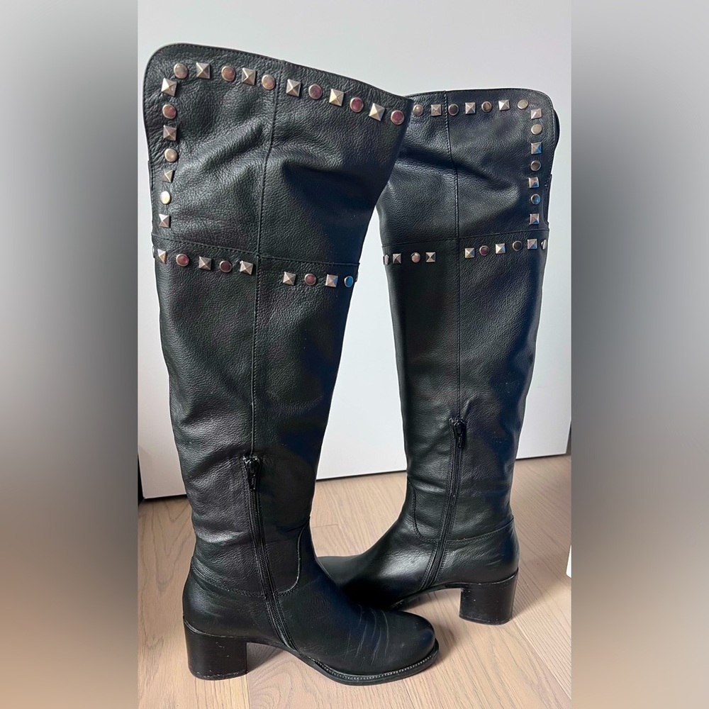 Genuine leather over the knee boots made in Italy